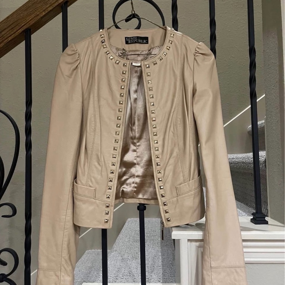 Love Republic Beige Leather Jacket size XS